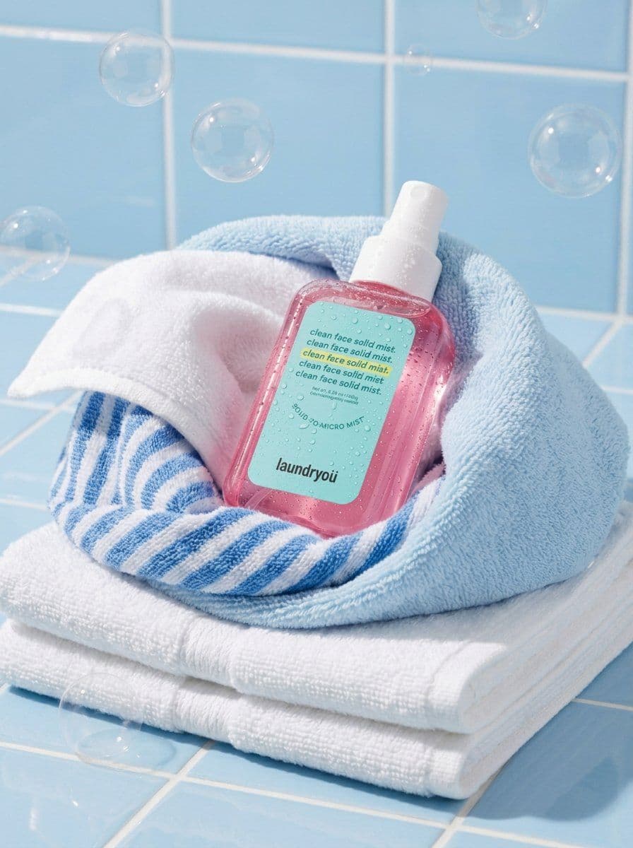 A translucent pink facial mist spray bottle with a white cap