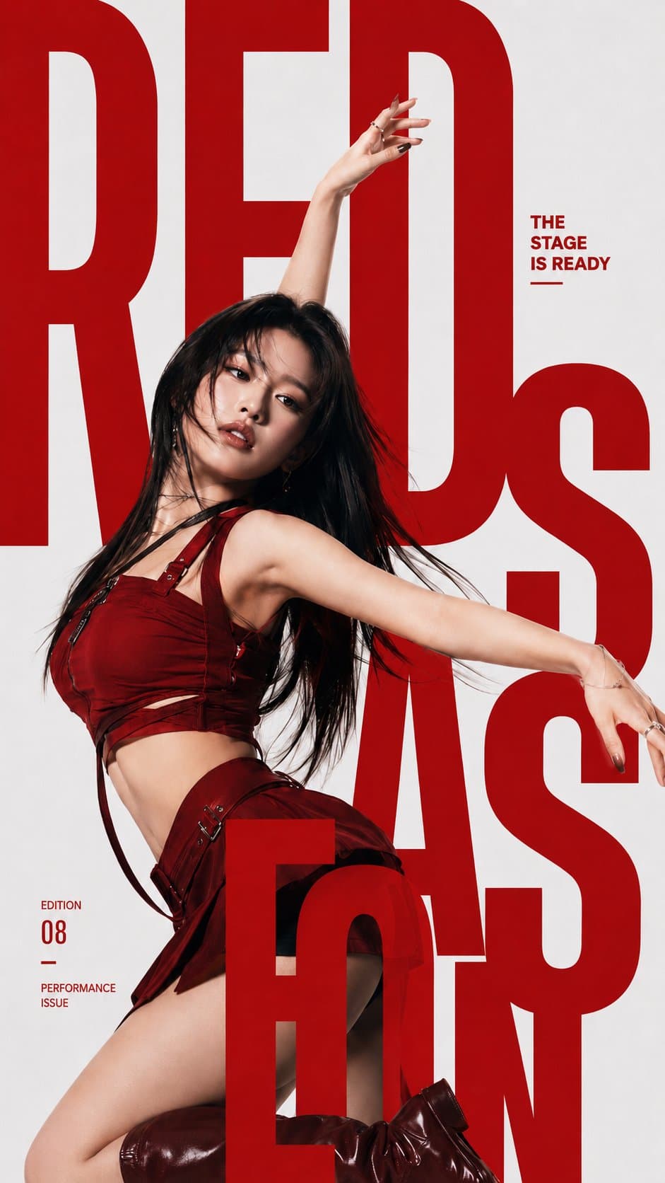 Create a high-end pop idol typography cover with strong inte