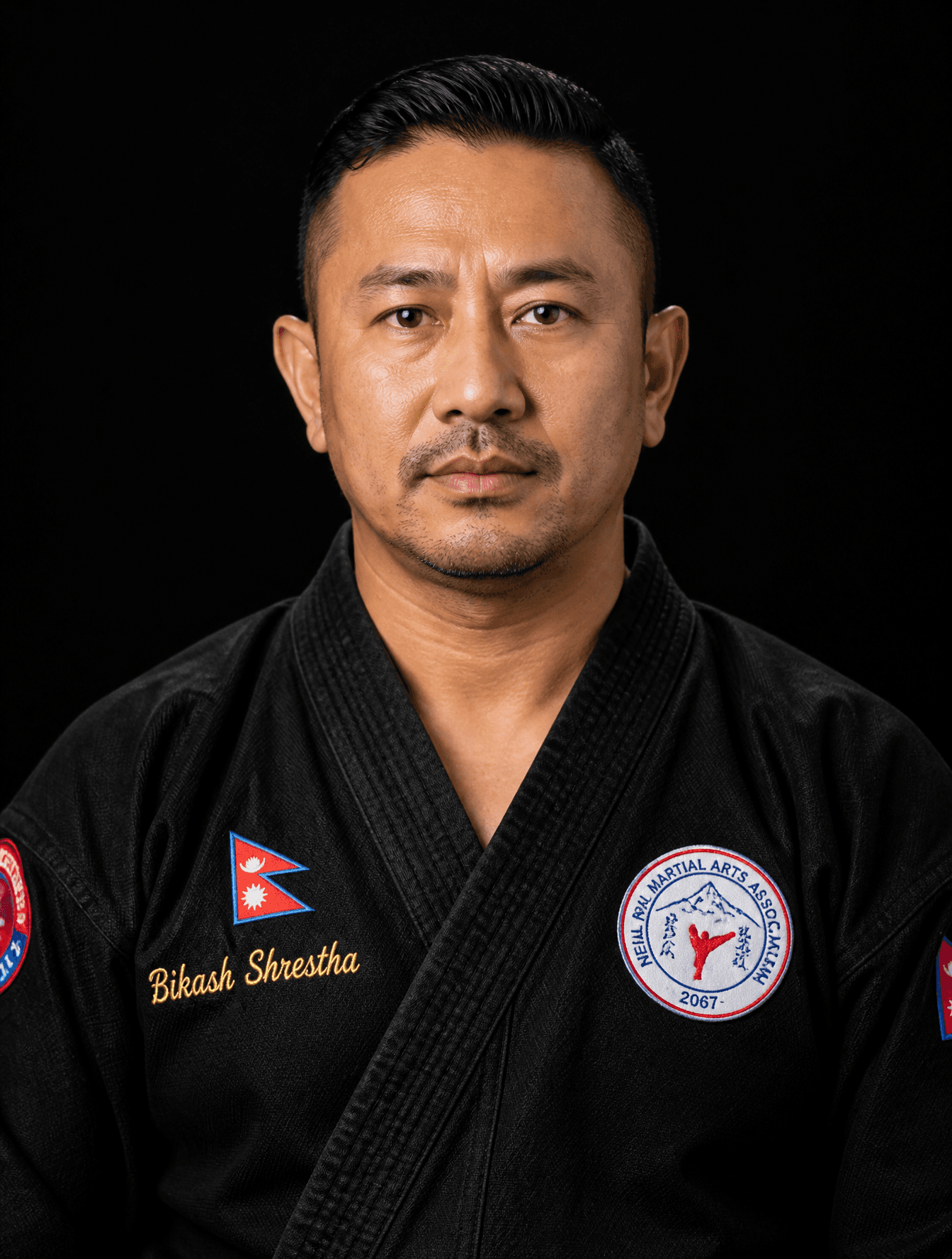 A middle-aged man with a short, neatly groomed hairstyle and