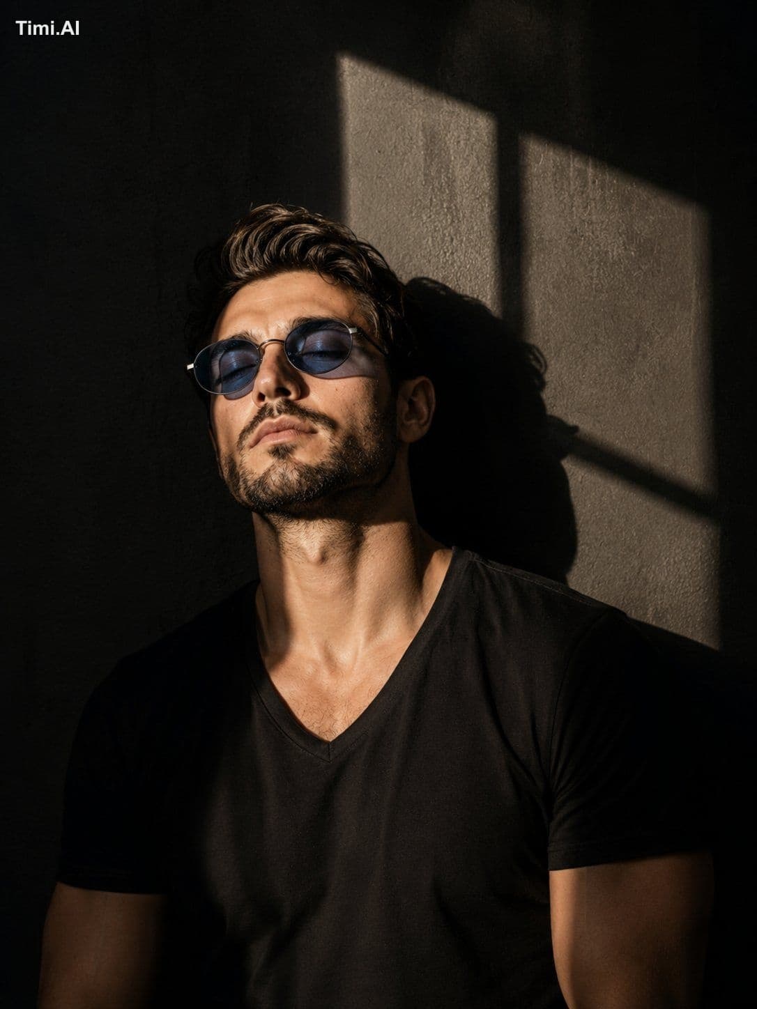 A dramatic, low-key portrait of a young man use image for fa