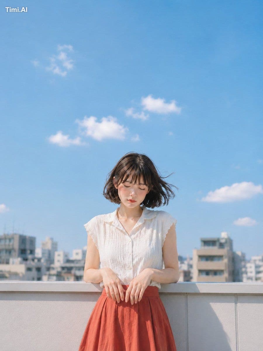 手すりに置いた指先まで、夏の光が静かに降りてくる。
雲の少ない空ほど、息がしやすい日。☁️🌿📷

#AIart #A