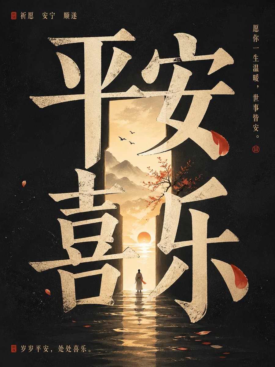 高级概念海报，竖版 3:4，核心文字为[输入文字] 请先深度理解'[输入文字]'的表层含义、深层寓意、情绪气质、文化联想