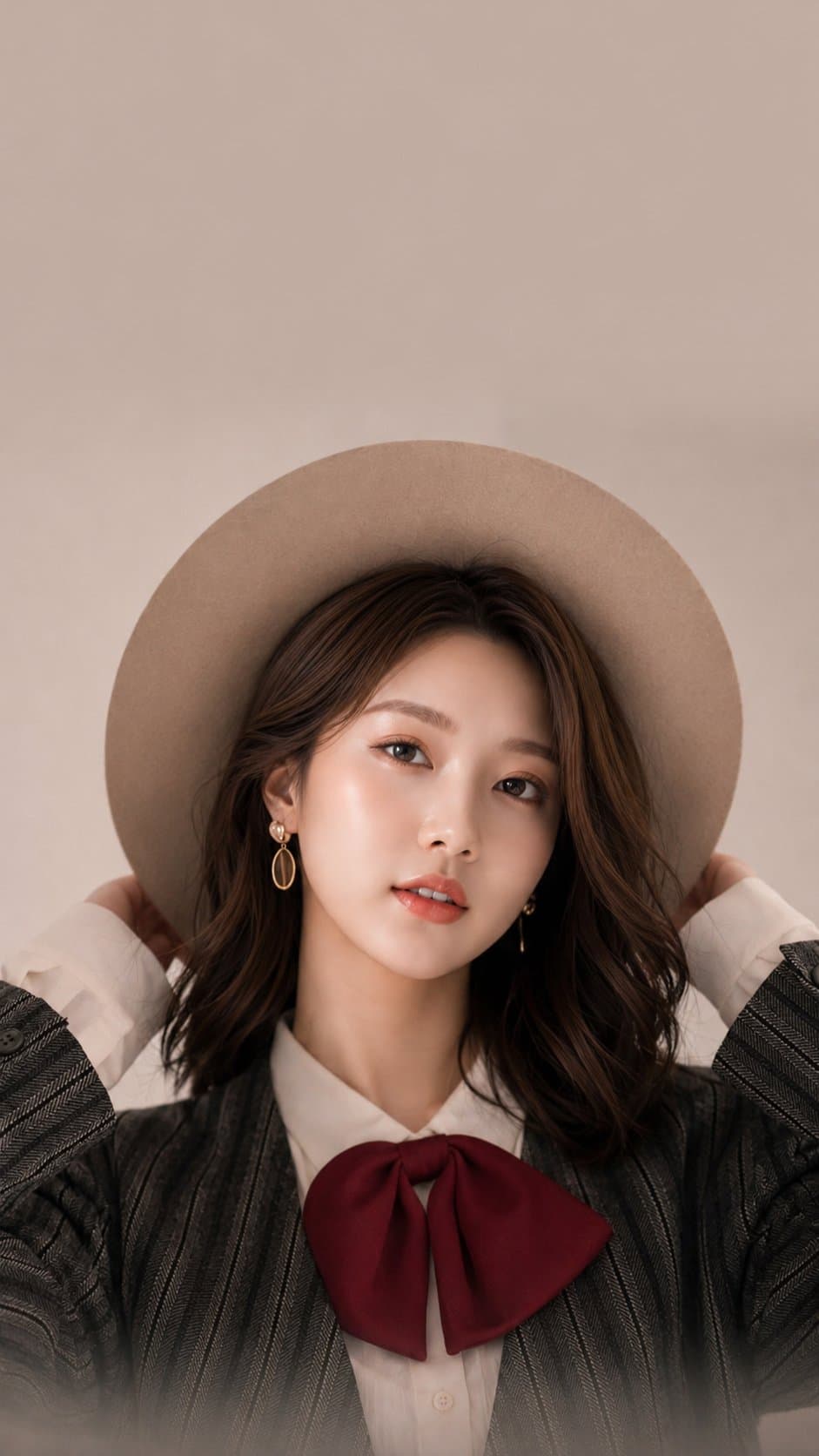 Ultra-realistic studio fashion portrait of a beautiful young