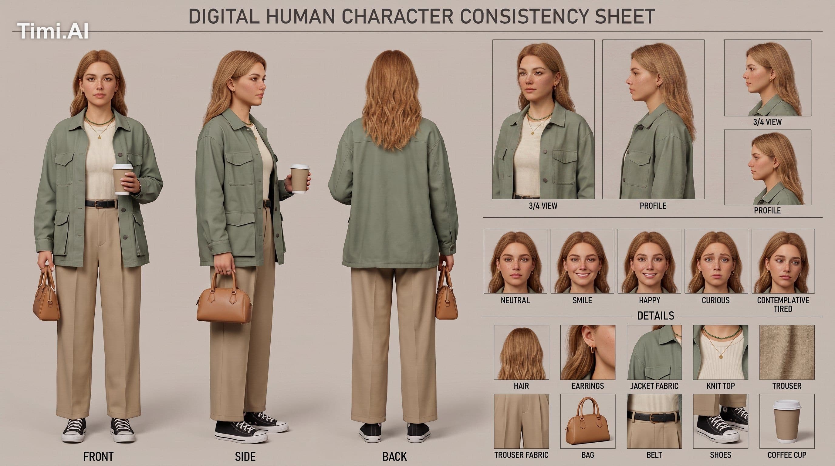 Create a new original 2K 16:9 character consistency sheet fo