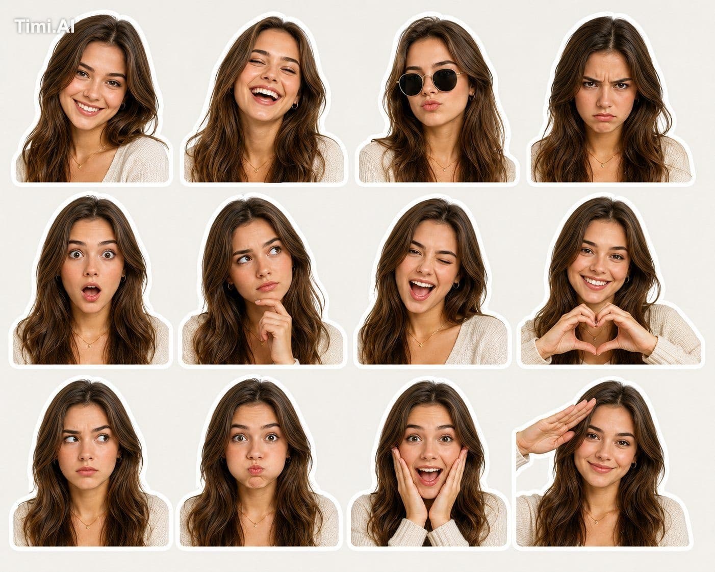 A high-quality sticker pack featuring a young beautiful Engl