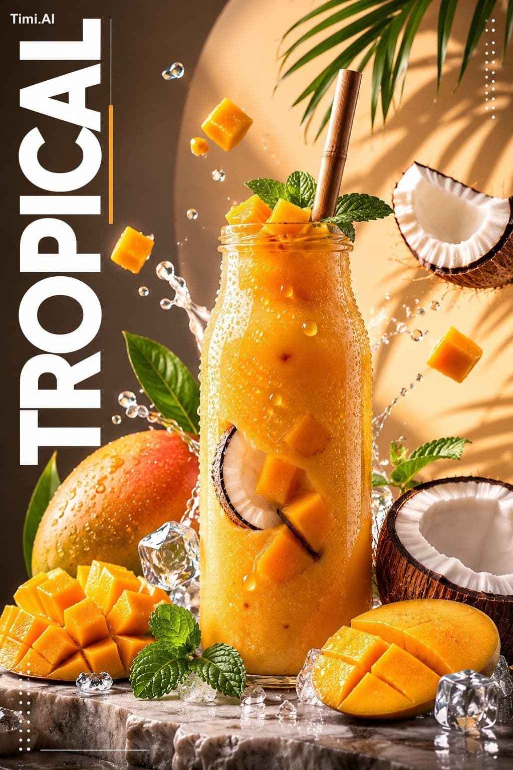 Create a premium, ultra-realistic beverage advertisement pos