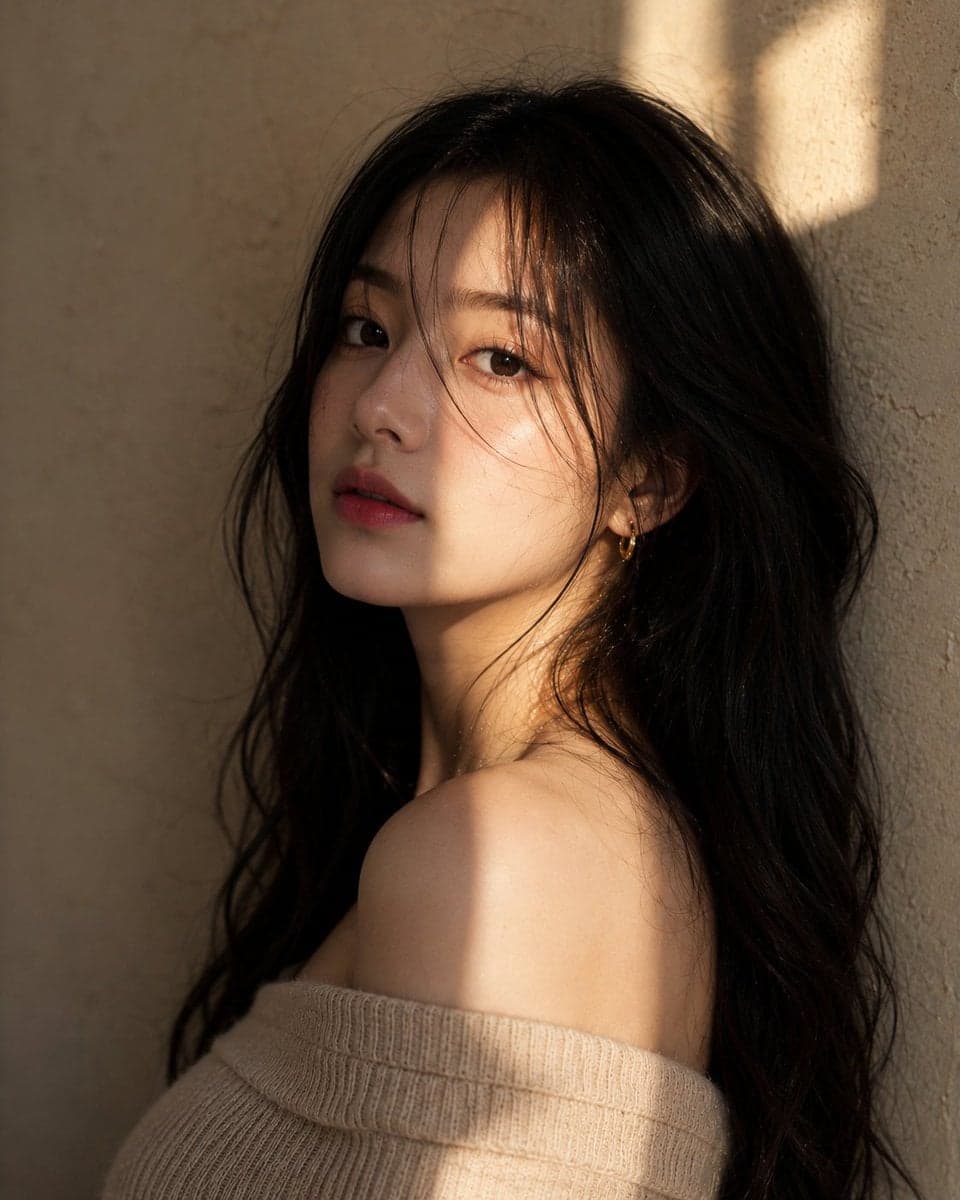 Korean
Ultra-realistic editorial portrait of a young Korean 