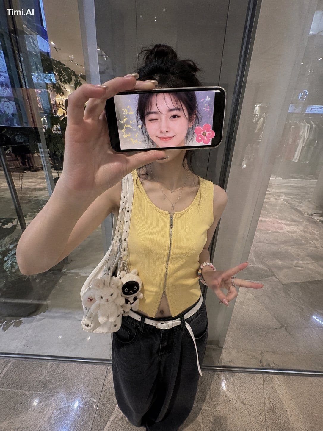 Ultra-realistic creative iPhone portrait of a stylish Japane