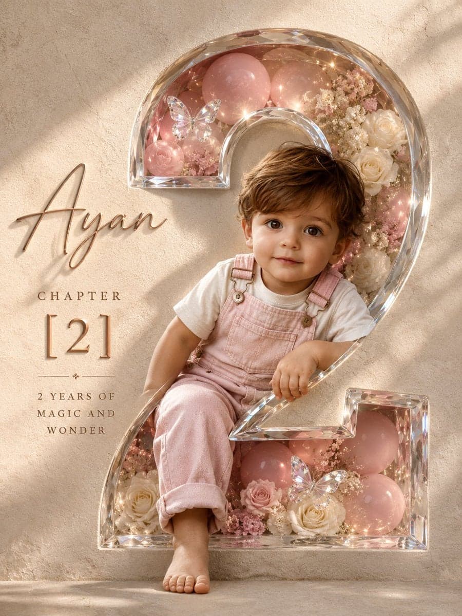 Professional luxury birthday poster, 3:4 portrait compositio