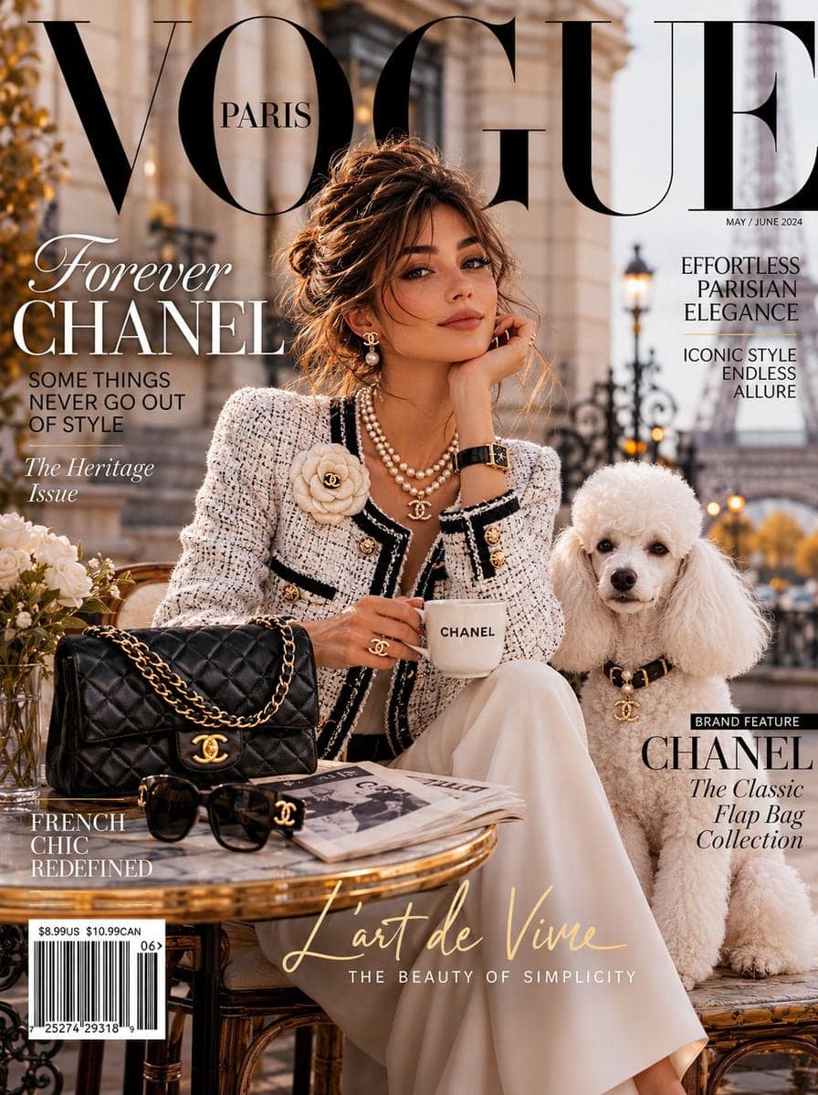 [SUBJECT]: An impossibly elegant young woman in a classic Ch