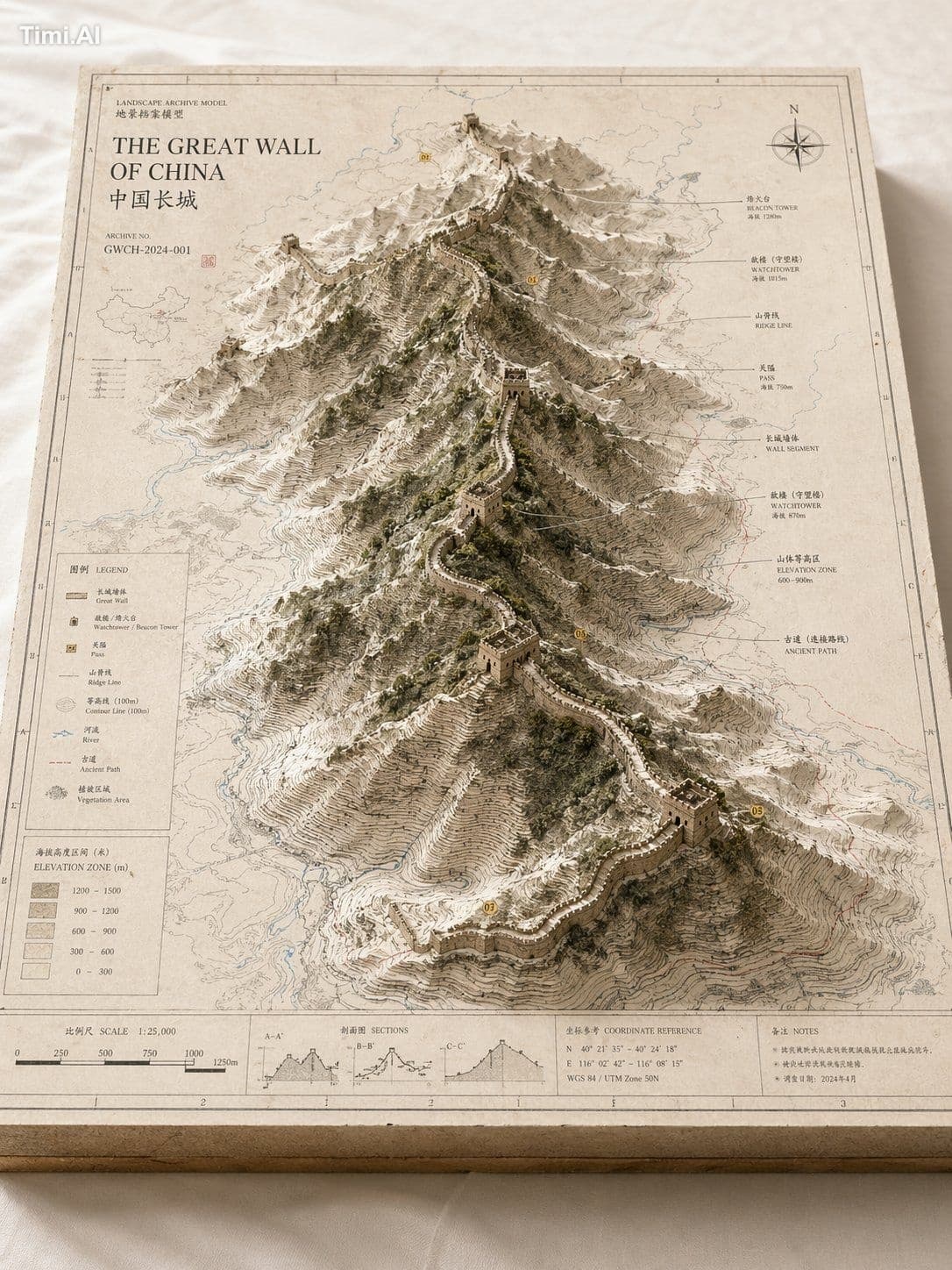 请根据【主题】创作一张高完成度、高质感、适合系列化发布的「地景档案模型 / Landscape Archive Mode