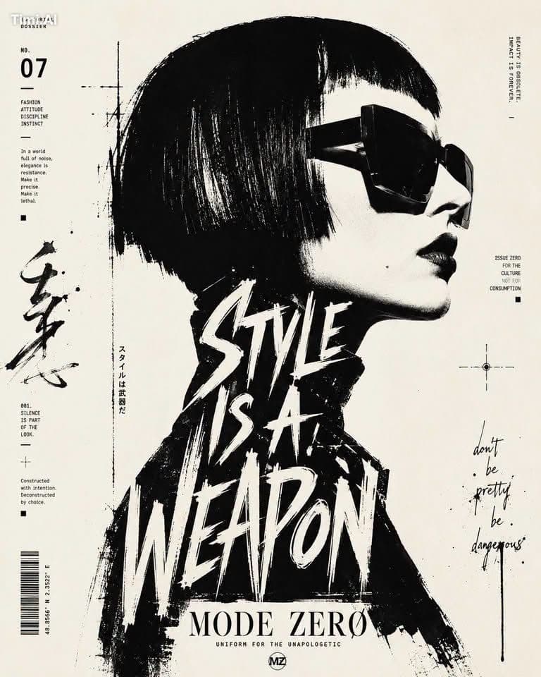 High-contrast black and white typographic portrait poster of