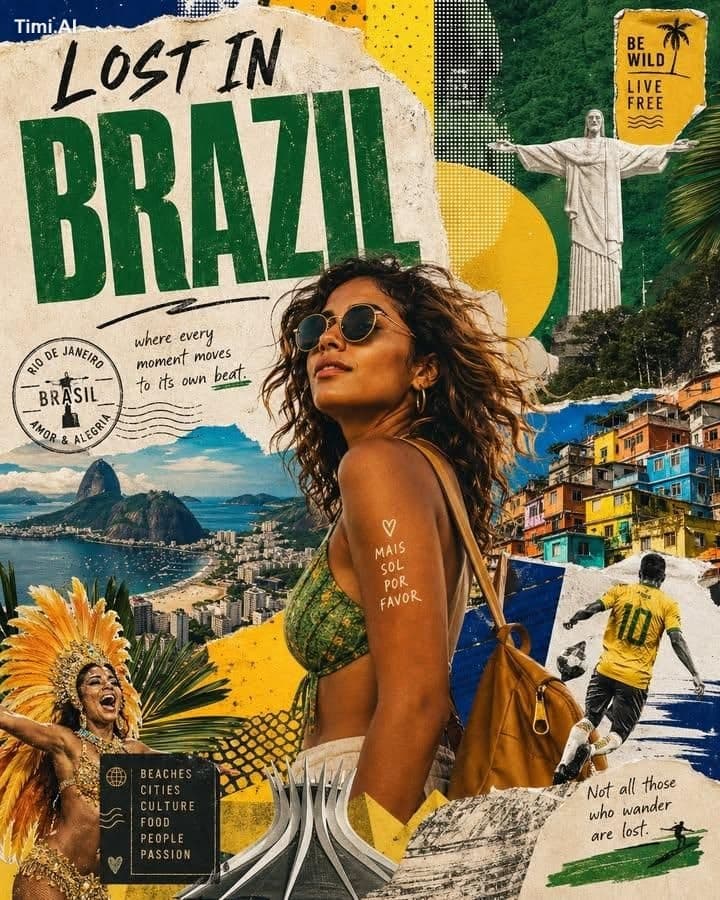 Create a stylized travel poster / graphic collage for [count