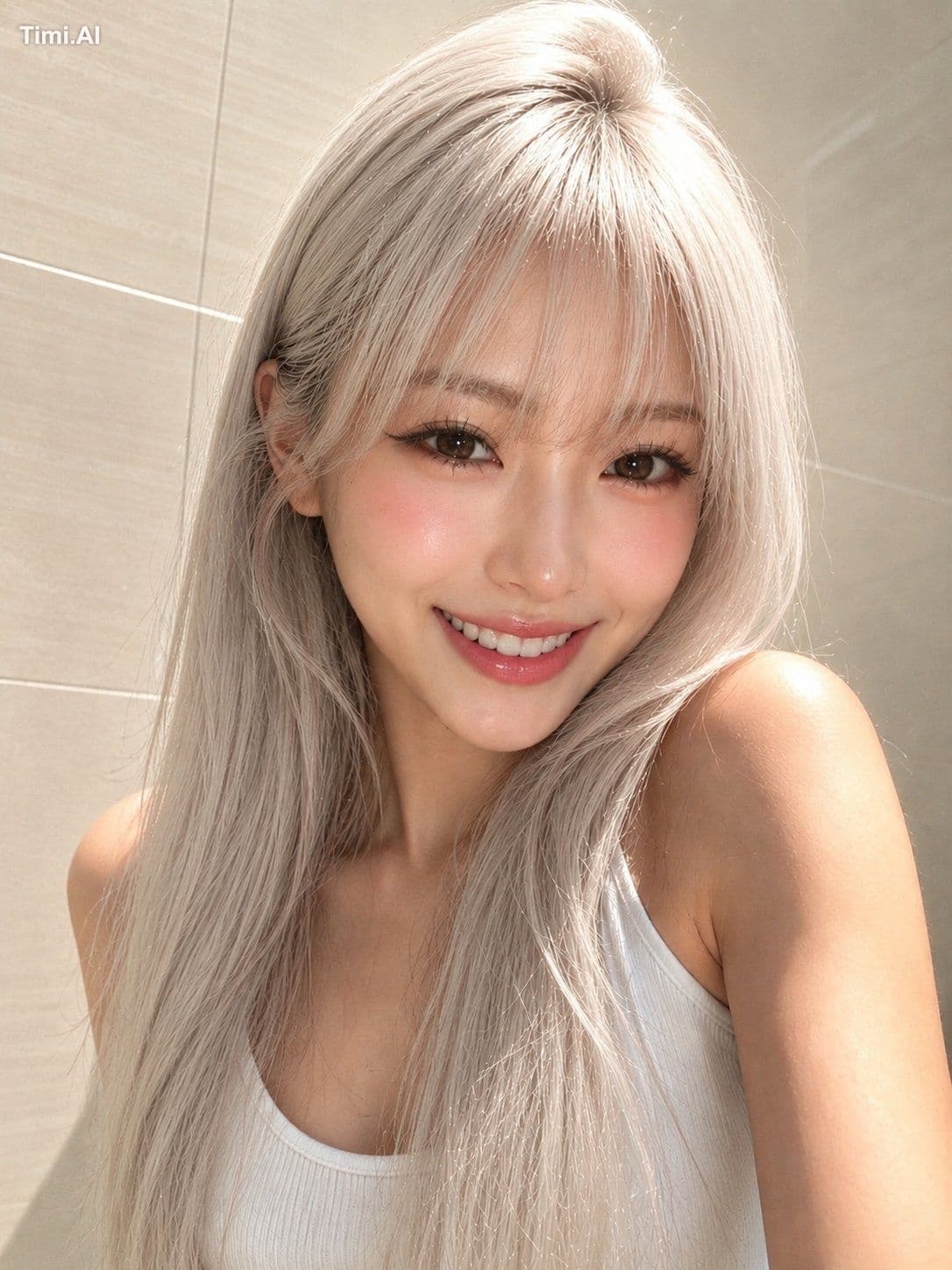 Ultra-realistic soft aesthetic indoor portrait of a beautifu