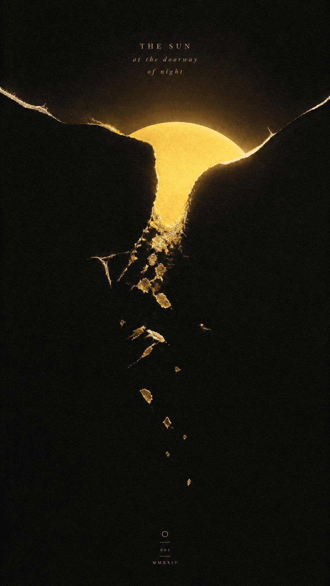 The sun standing at the doorway of night, vertical editorial