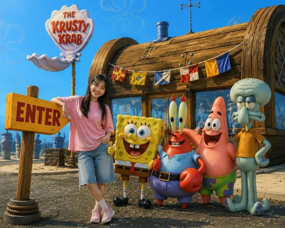 A realistic 3D live-action style photo of a cheerful young A