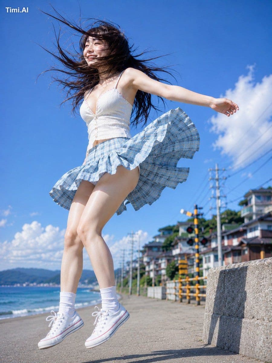 着地する前の一瞬だけ、夏が止まって見えた。🌊☀️👟✨

#AIart #AI写真 #夏空

【GPT Image2プ