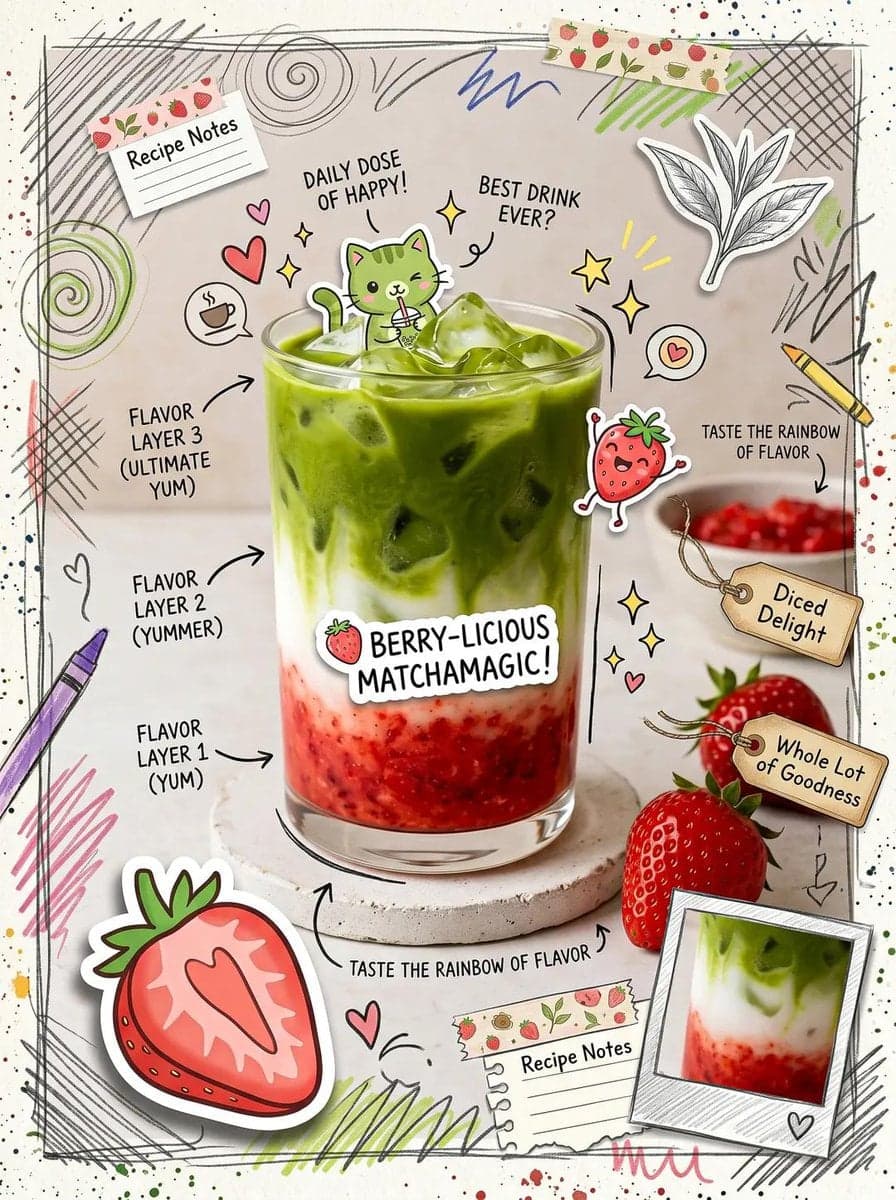 Cute scrapbook-style food photography poster, aesthetic matc