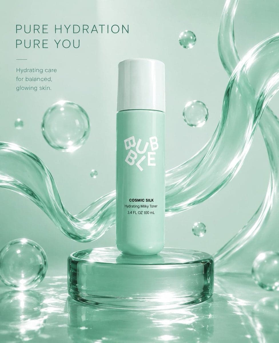 (Luxury skincare product advertisement), (cool mint-green pa