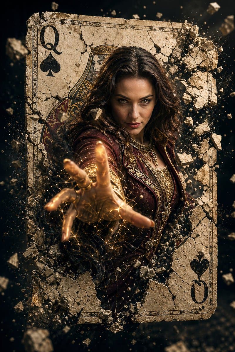 A hyper-realistic cinematic movie poster of a powerful femal