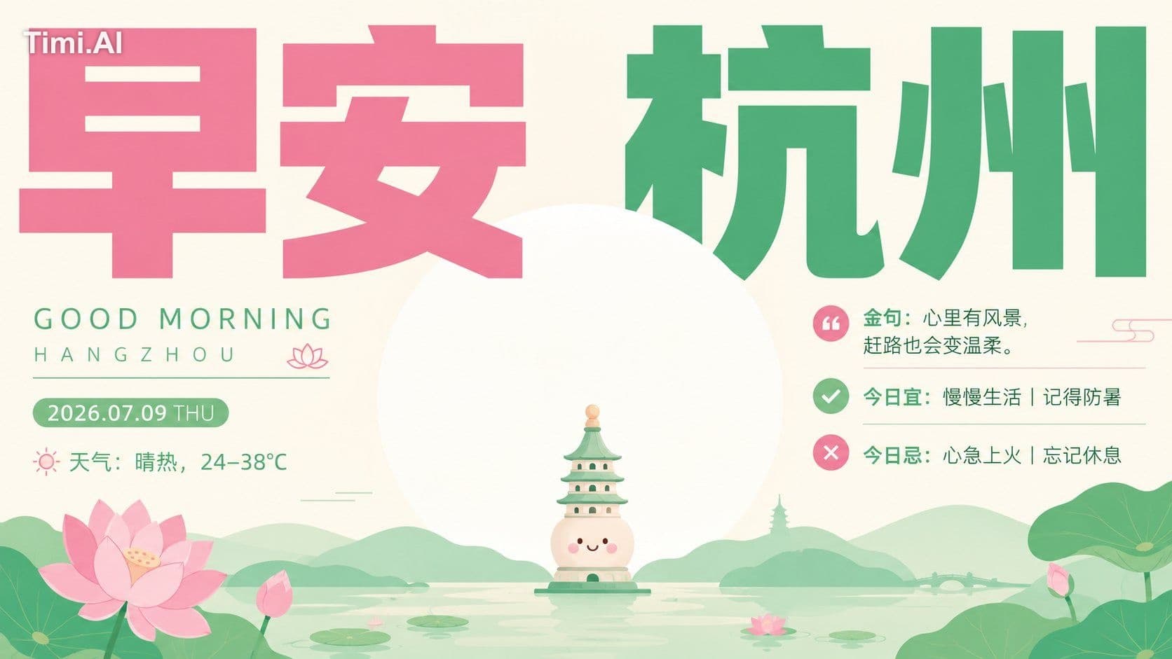 字要大,画要小,但情绪要足。
巨大图形托住小小情绪,画面就有了温柔的重量。
治愈感不是软塌塌,而是干净、有序、刚好可爱