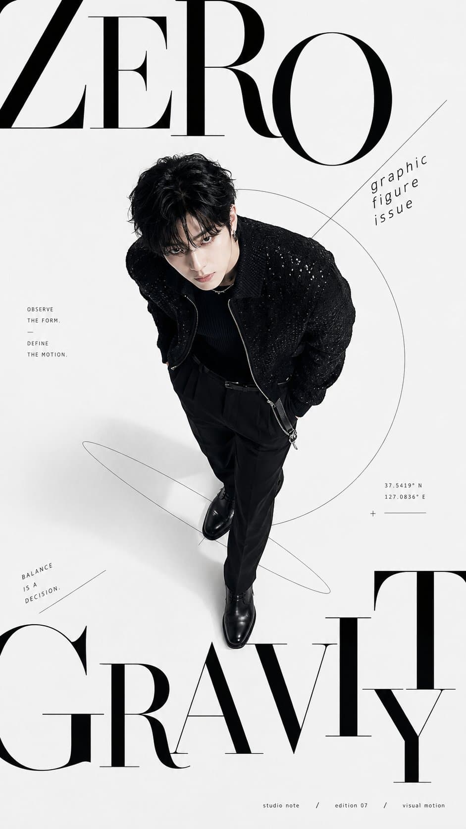 Create a high-end fashion editorial cover with strong typogr