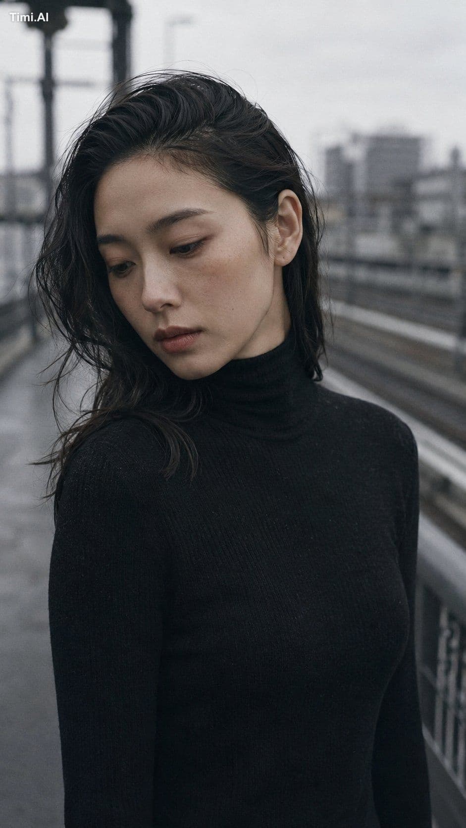 Portrait shot on 85mm f/2, close-up of a Japanese woman in h