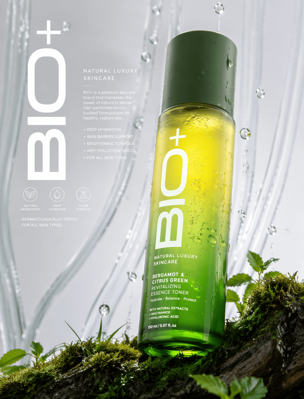 Long Commercial luxury product photography poster , photorea