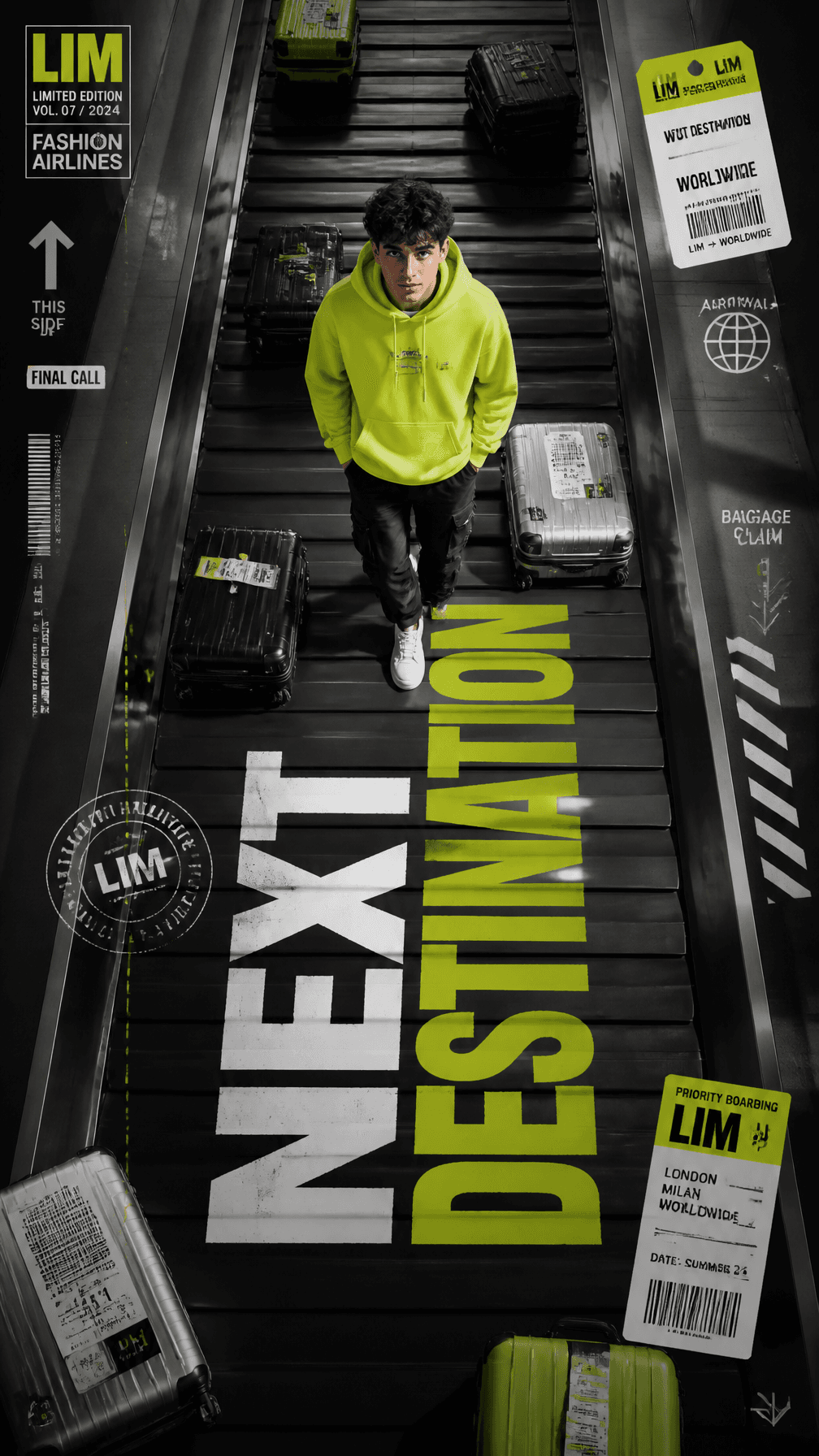 A premium 9:16 streetwear editorial advertising poster.Main