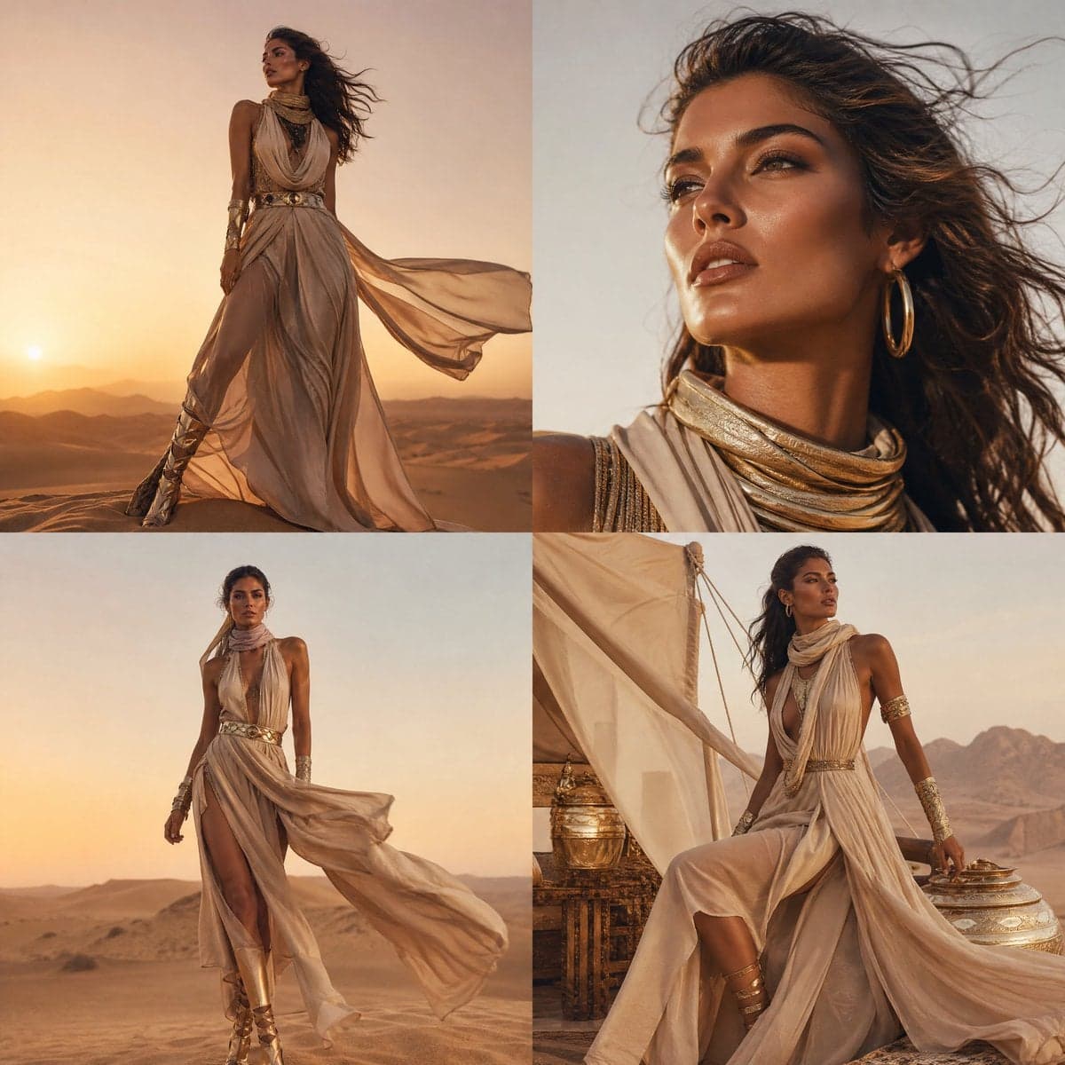 A high-fashion cinematic desert shoot inspired by Vogue edit