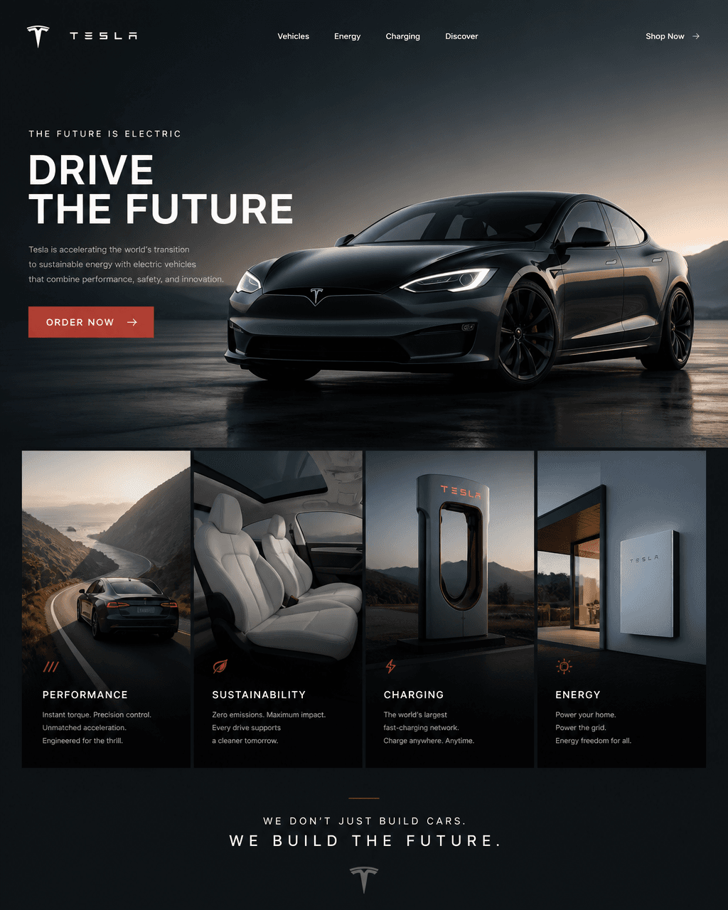 Design a high-end, cinematic landing page website concept fo
