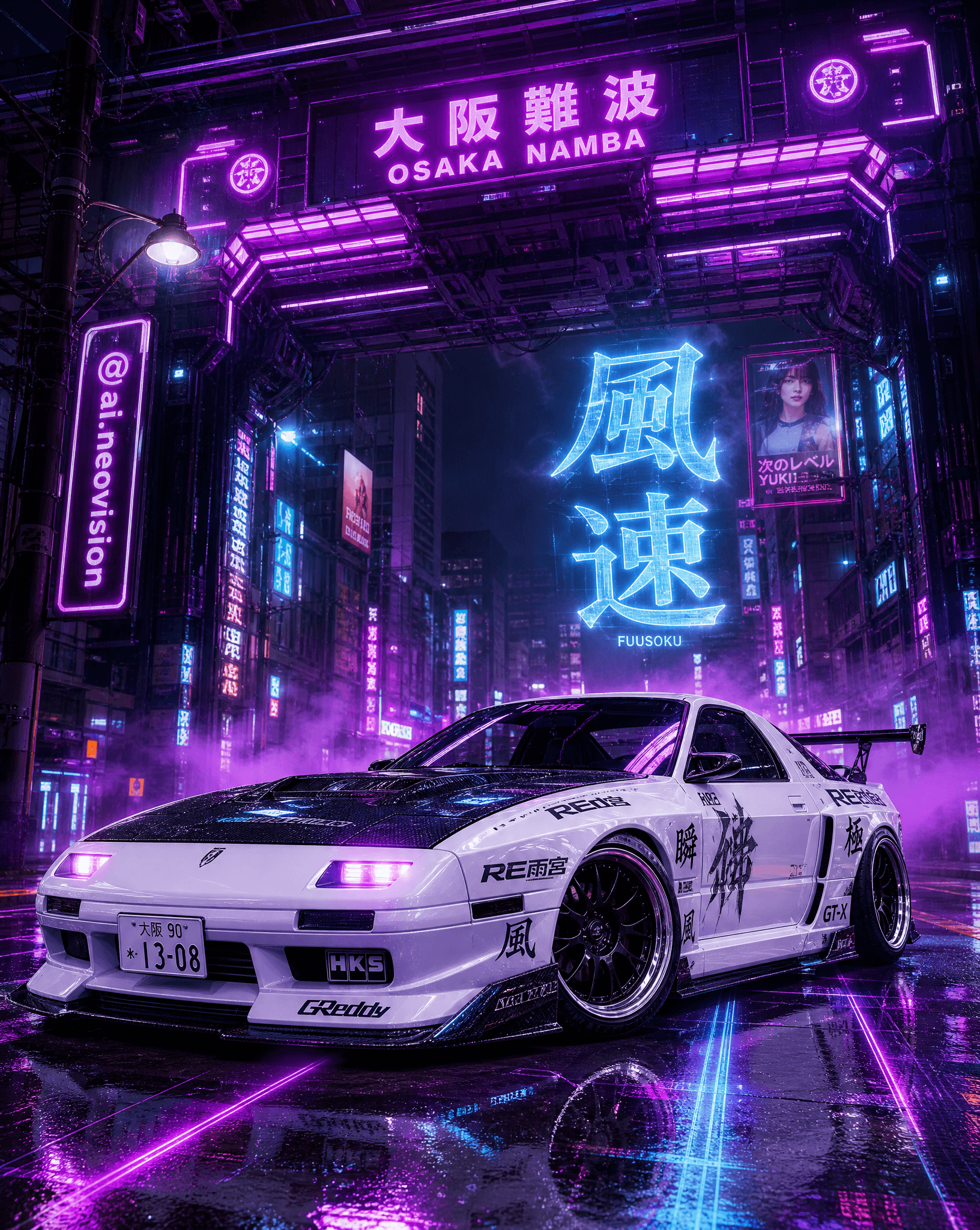 Mazda RX-7 GT-X (FC) '90, white metallic paint, full custom