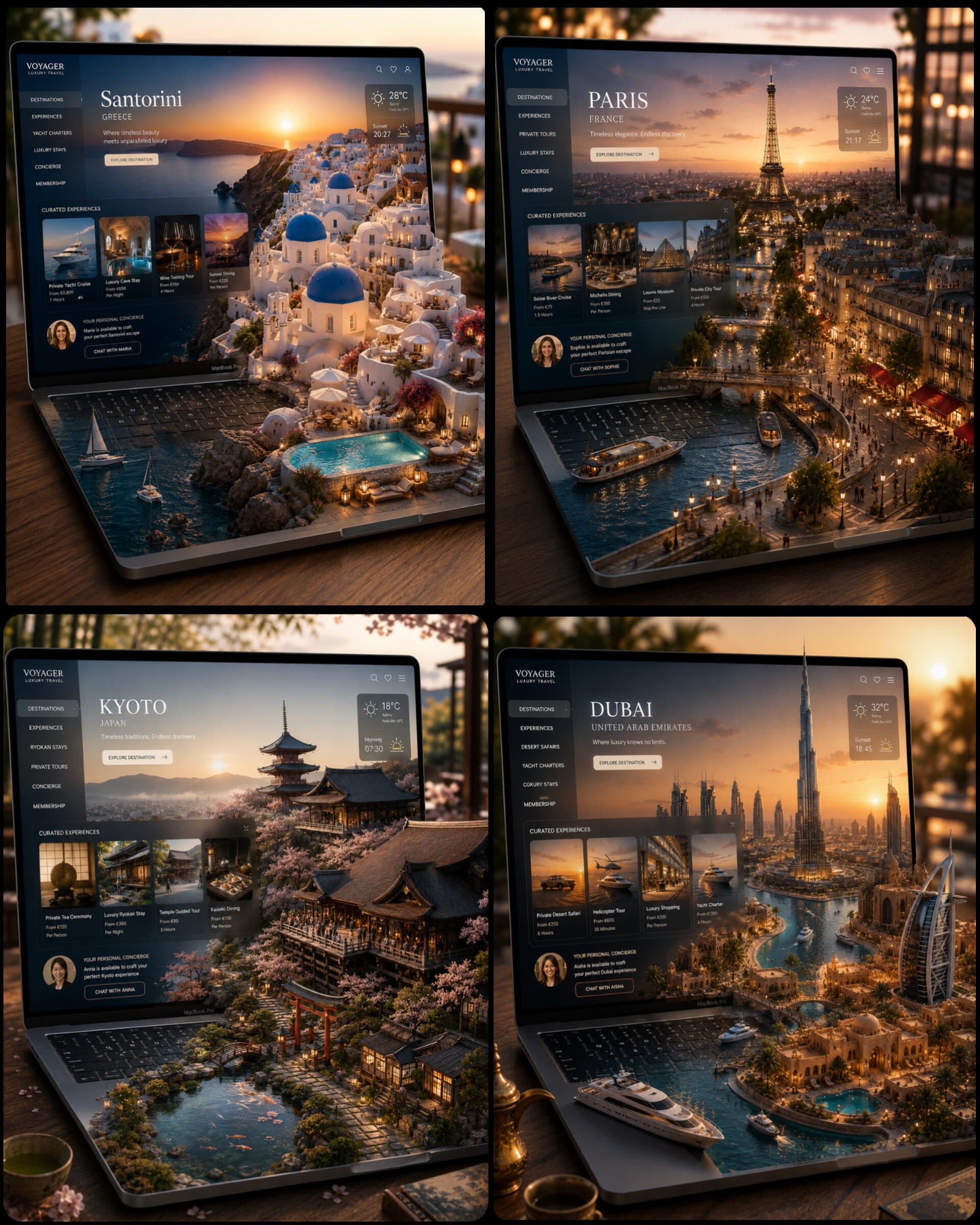 Ultra-premium travel platform visualized as a miniature worl