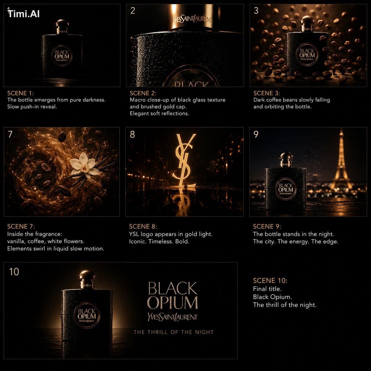 Create a premium cinematic luxury fragrance commercial for Y