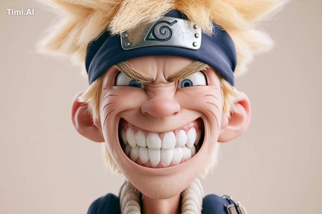 A highly stylized 3D caricature of [Character], with an over