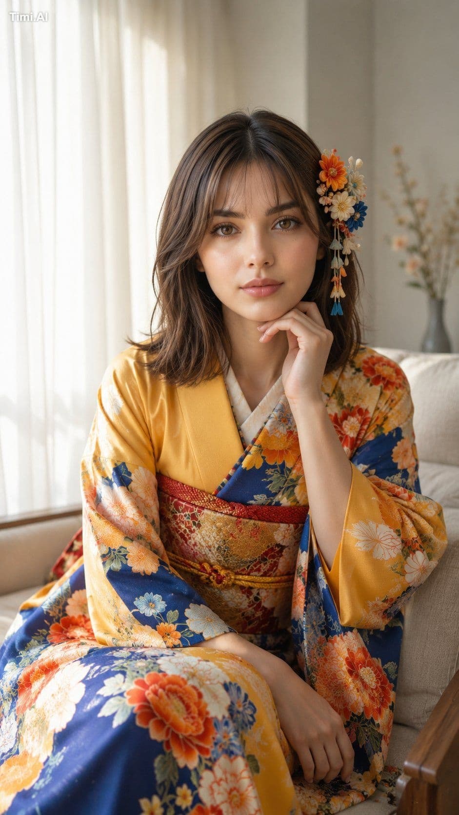 A beautiful young East Asian woman with shoulder-length dark