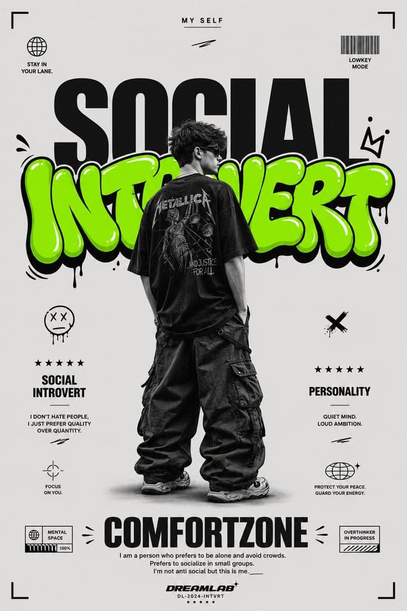 Ultra clean streetwear graphic poster on a minimalist light 