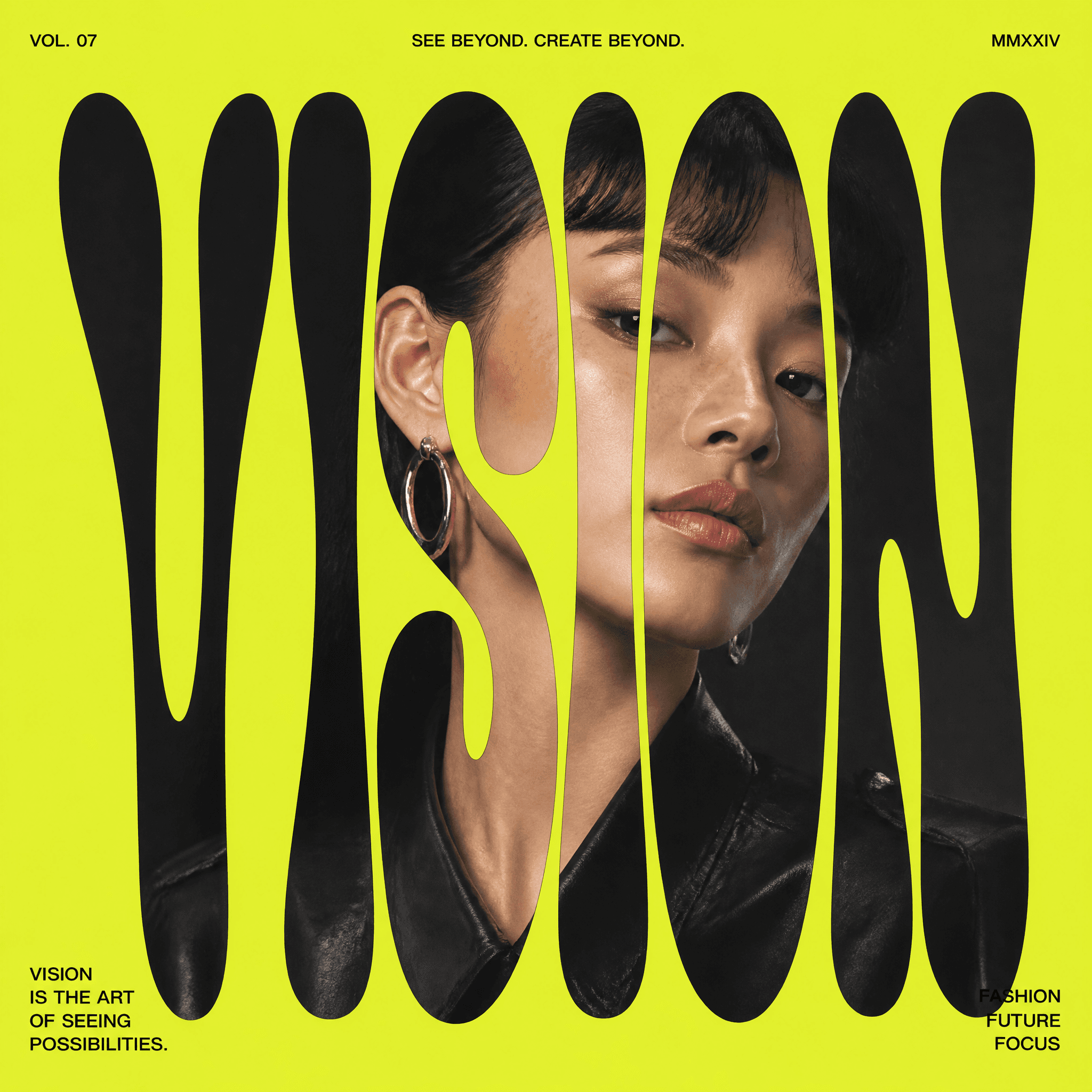 Create modern fashion editorial posters with oversized disto