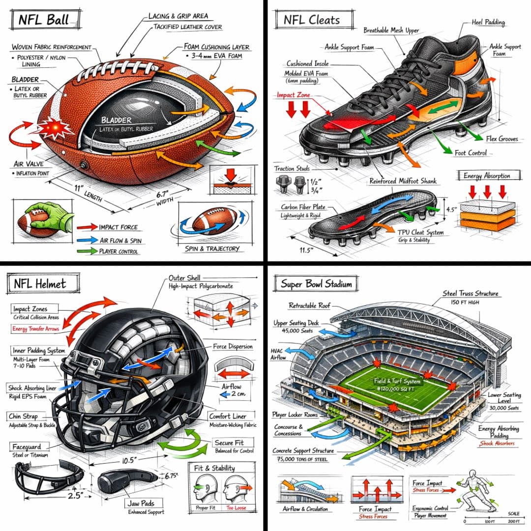 Create a technical infographic of [OBJECT] with a 45-degree 