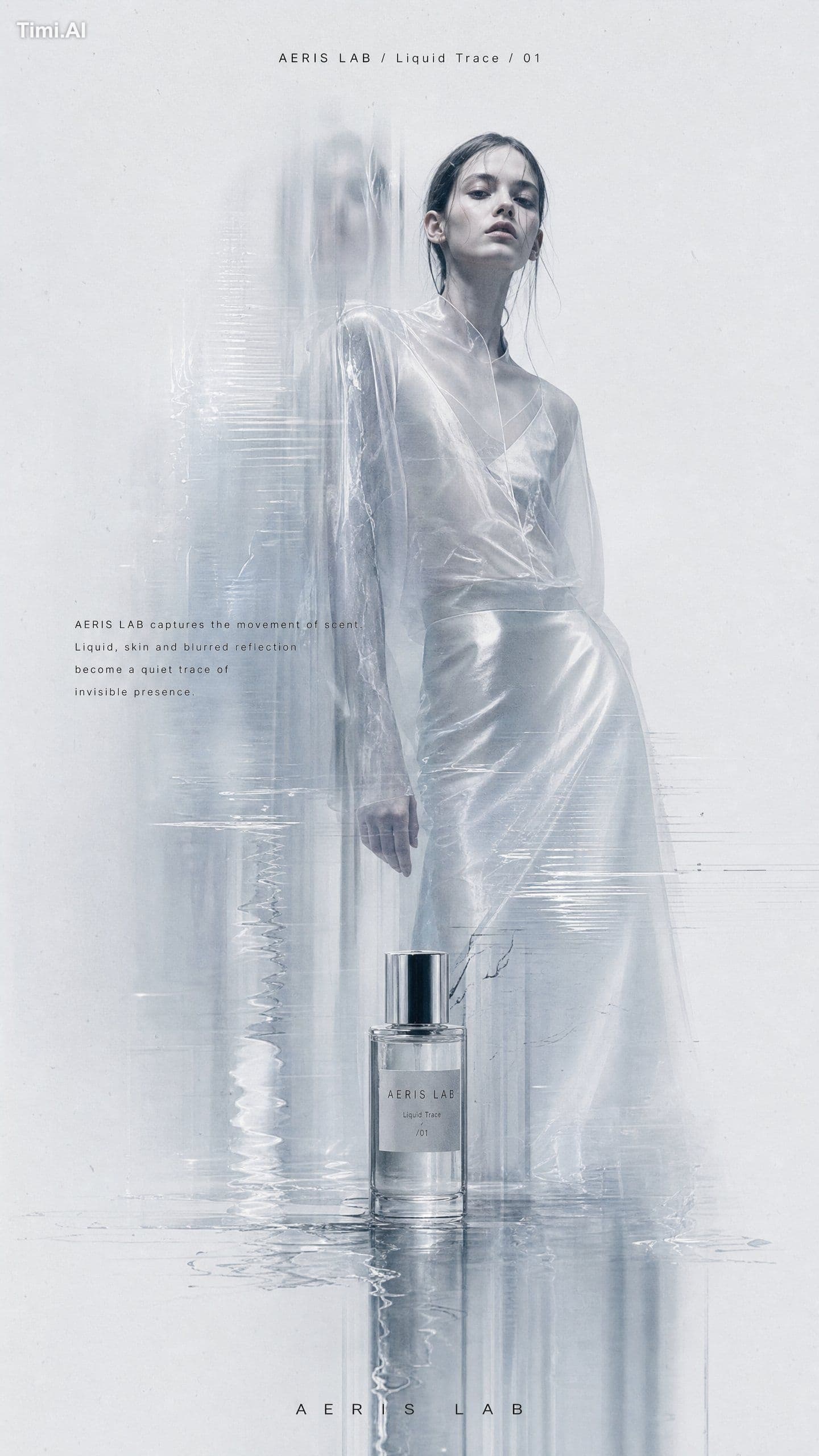 Create a vertical high-resolution experimental fashion edito