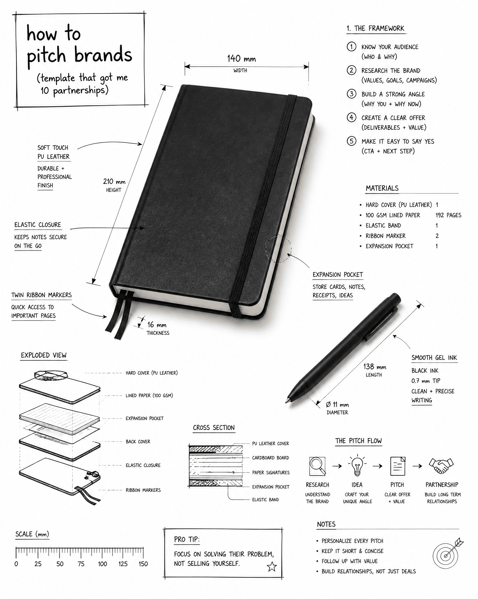 Create an infographic image of [How to pitch brands (templat
