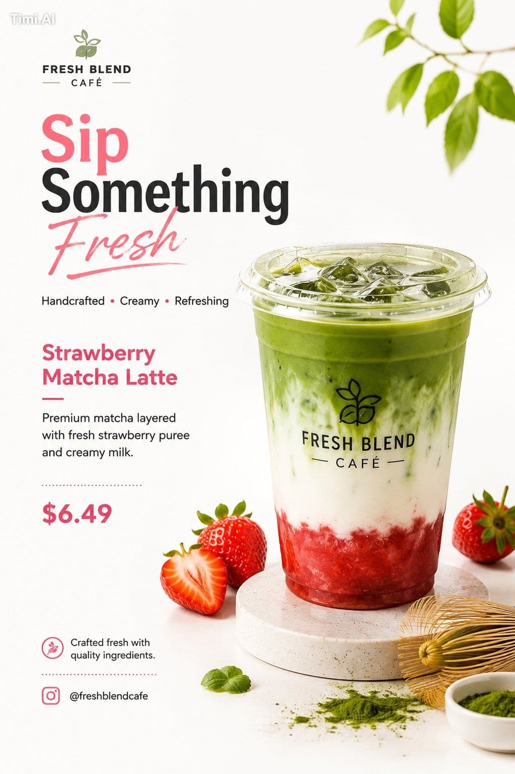 Use the two uploaded beverage posters as the primary visual 