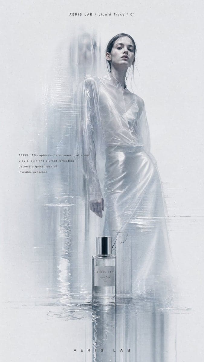 Create a vertical high-resolution experimental fashion edito
