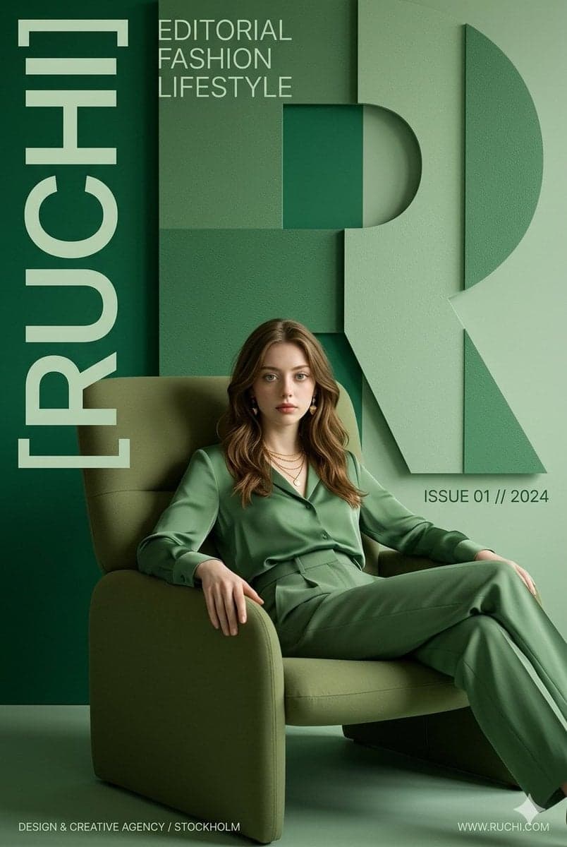 Create a premium modern editorial branding poster for [RUCHI