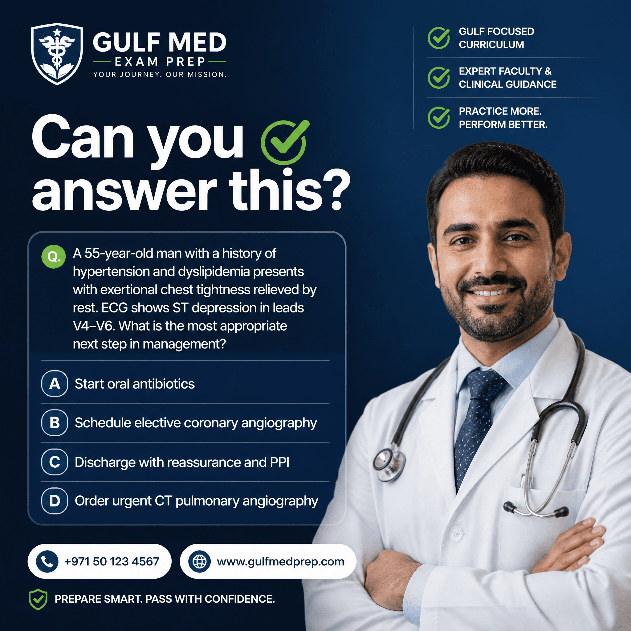 A professional social media post for a Gulf medical licensin