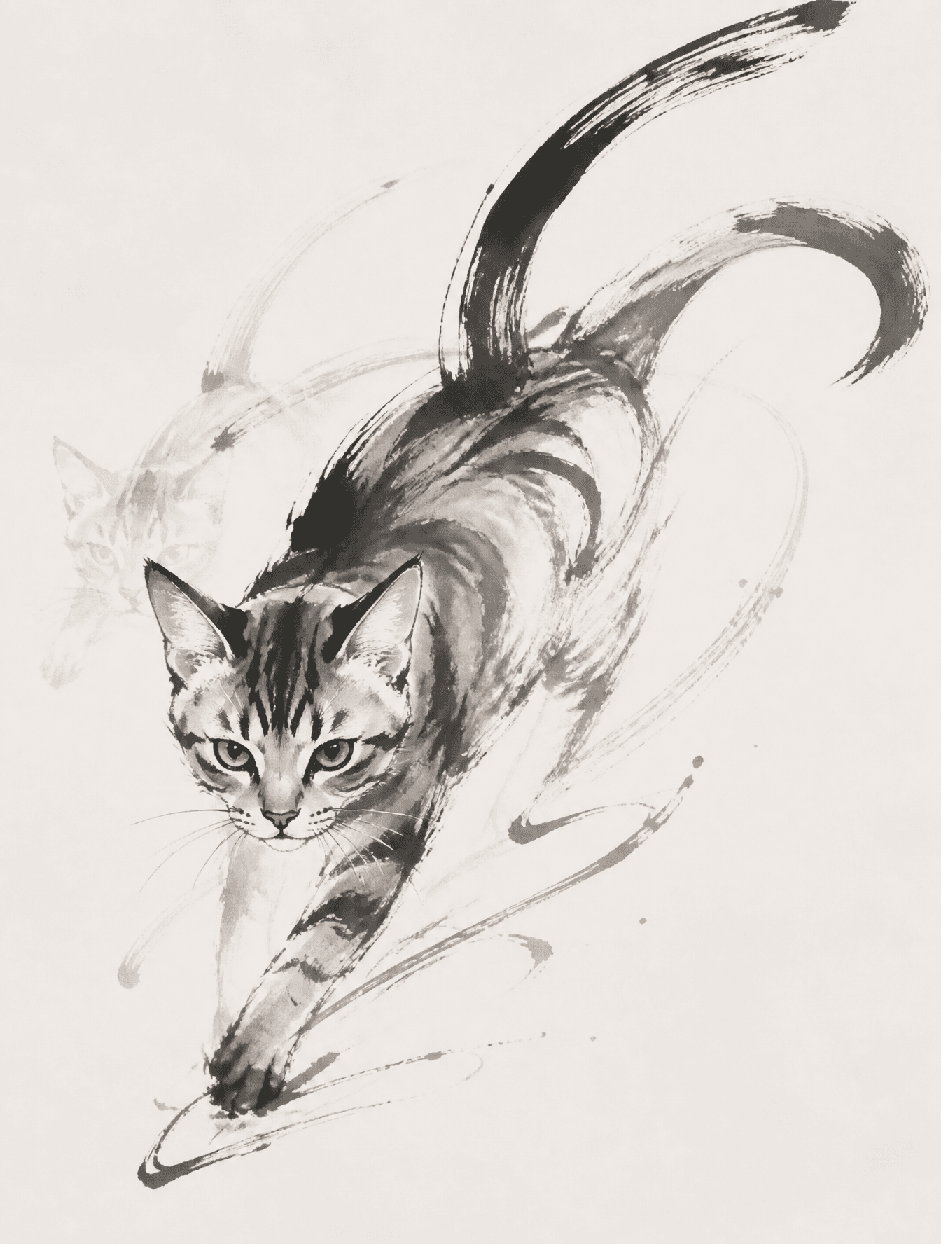 猫。毛色、斑纹、年龄、体态、体型、品种特征、神态与动作自然随机生成。无字。可能是幼猫、成猫或老猫;短毛、长毛或蓬松毛发;