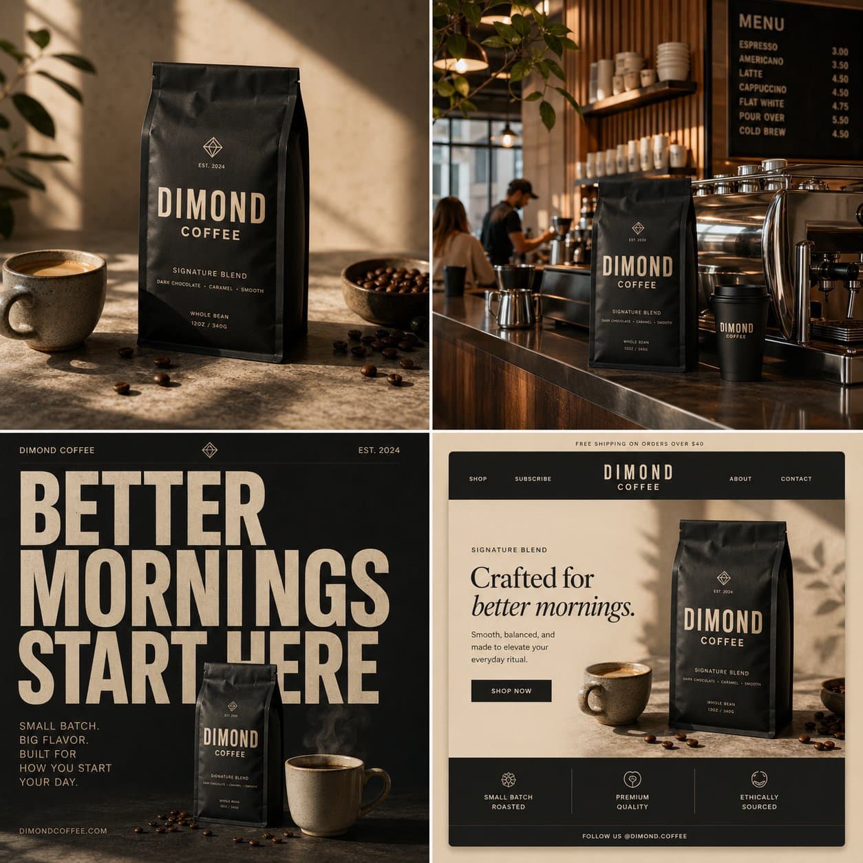 Create a premium ecommerce campaign board for a fictional mo
