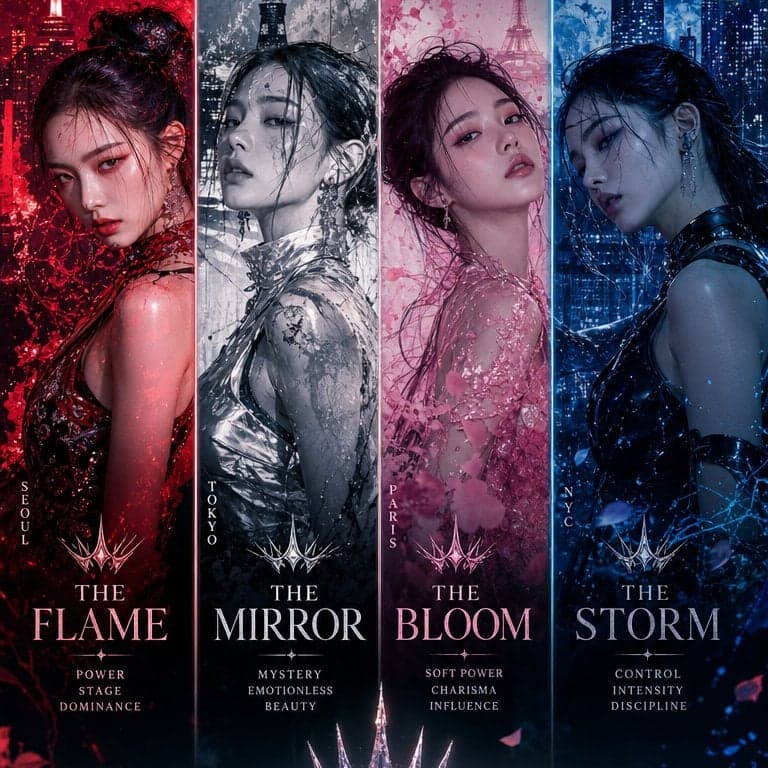 Ultra-premium K-pop comeback concept featuring a four-member