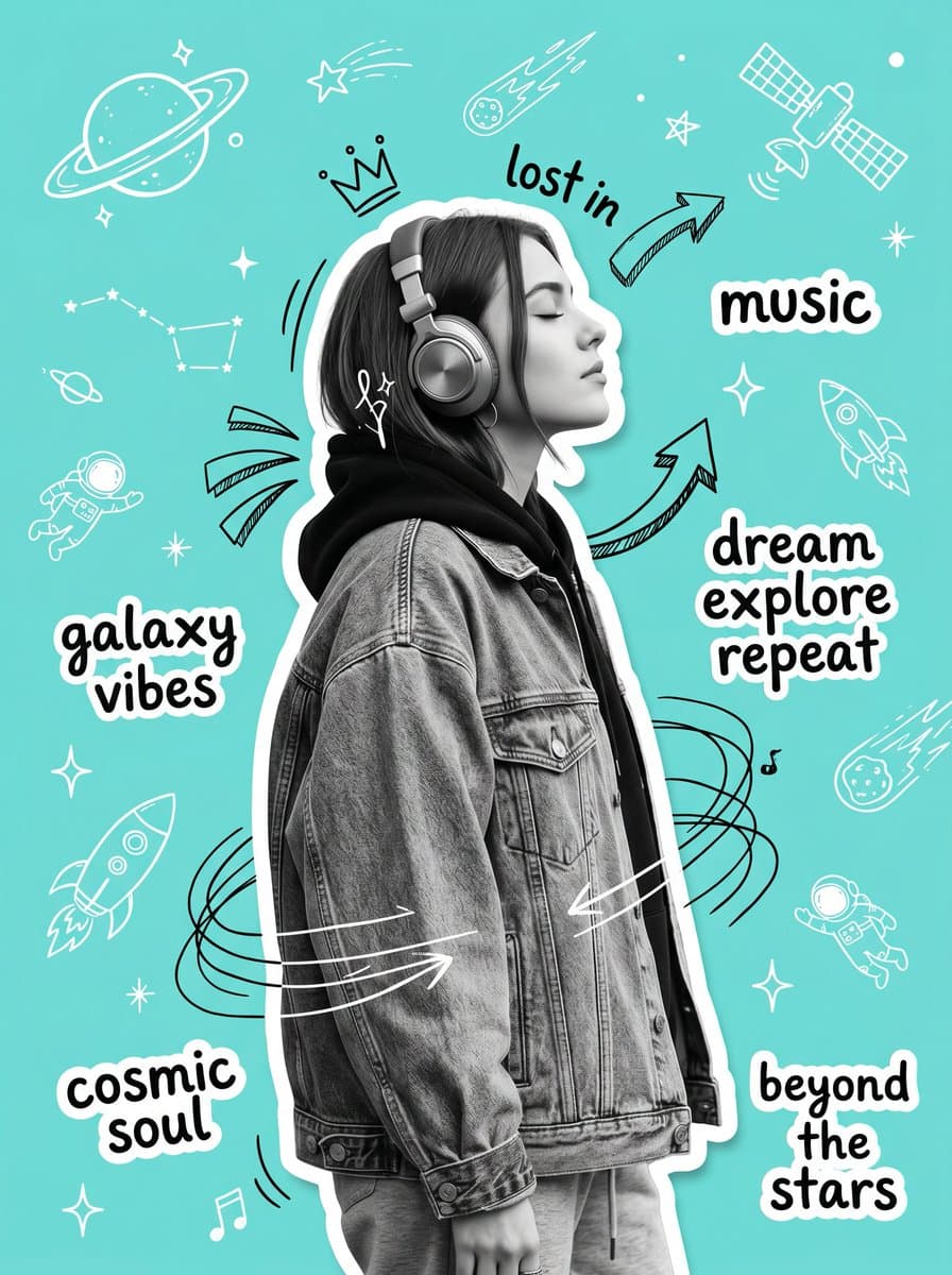 Create an original Y2K-inspired scrapbook collage poster fea