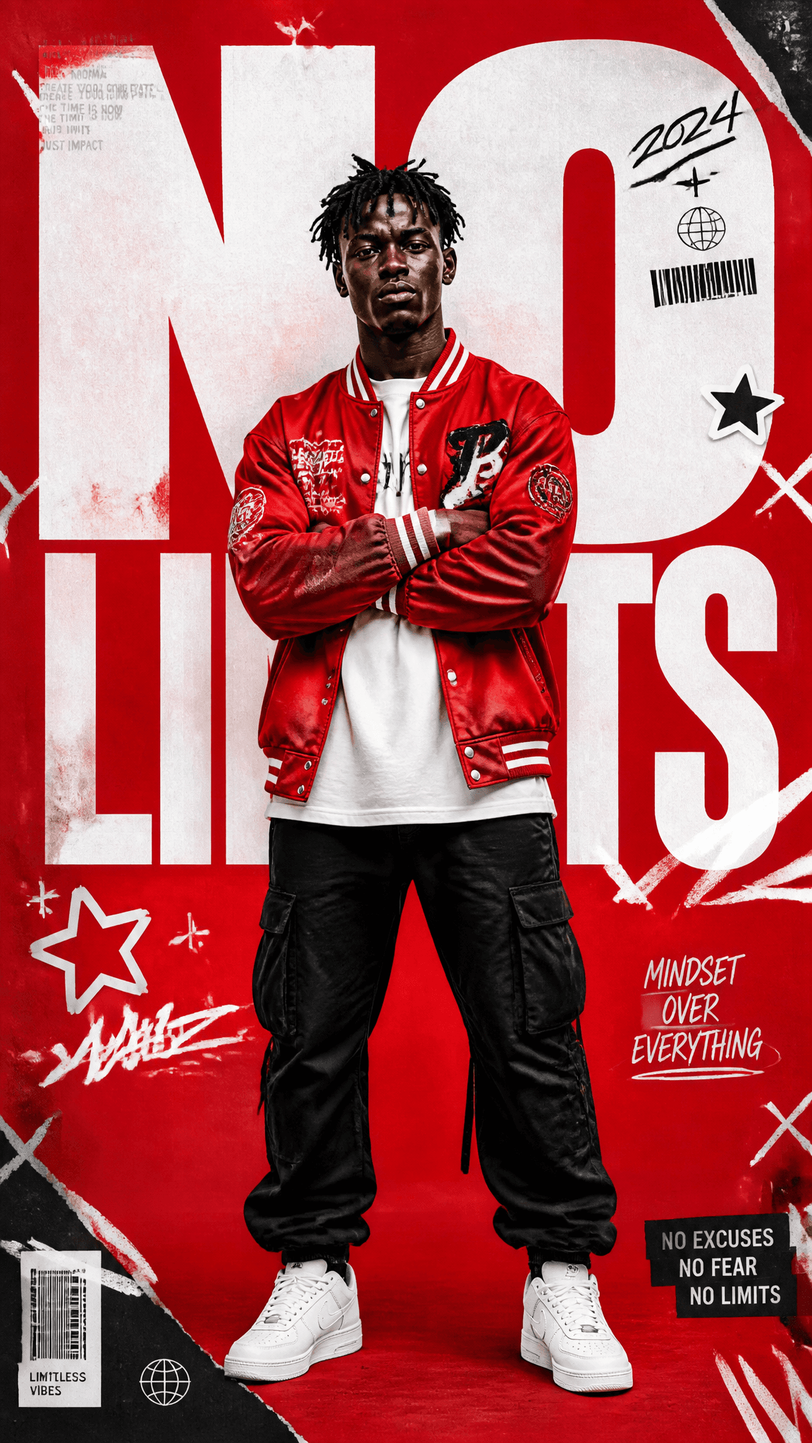 A premium 9:16 streetwear editorial advertising poster.Main 